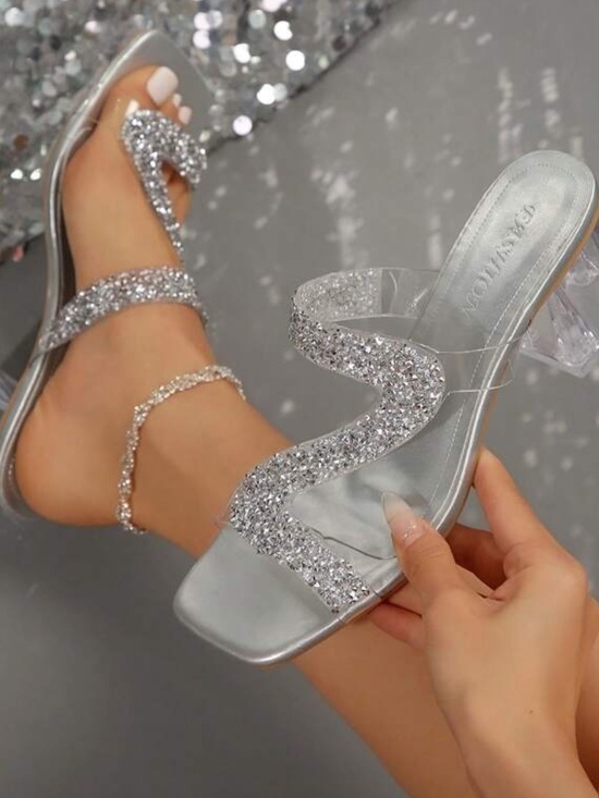 Shoes - 2 pairs! Embellished Slip-On Heels Silver & Gold size 8